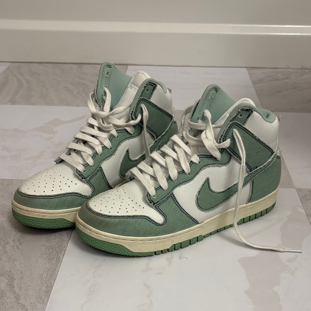 Green Demi and White Dunk High-Top Sneakers